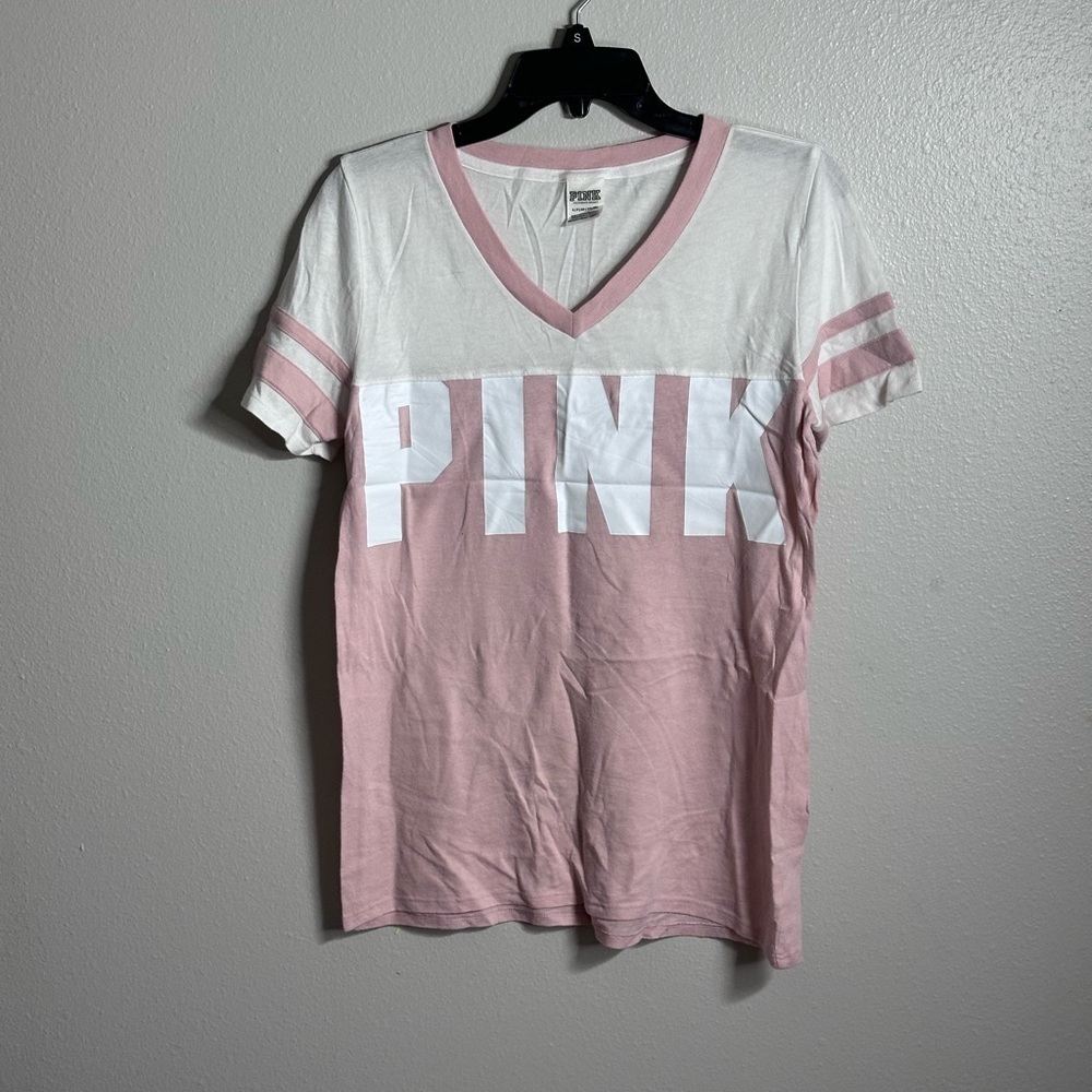 PINK Victoria’s Secret Women White/Pink Top Shirt Size Small.